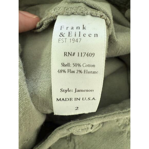 Frank & Eileen Jameson Sage Cotton Flax Blend Joggers Pants Size 2 - Picture 5 of 7